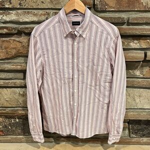 Ermenegildo Zegna Red & White Stripe Seersucker Slim Fit Shirt 100% Cotton